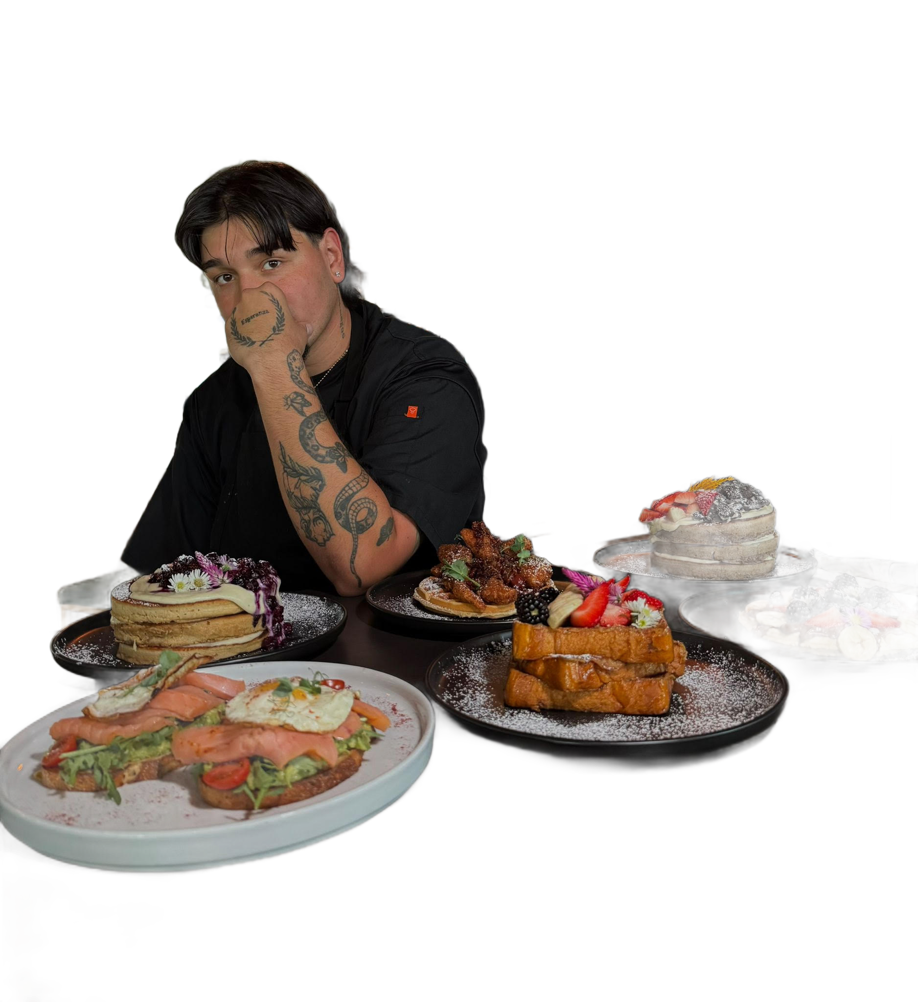 Chef Leonardo The Goat preparando un plato gourmet en su cocina profesional